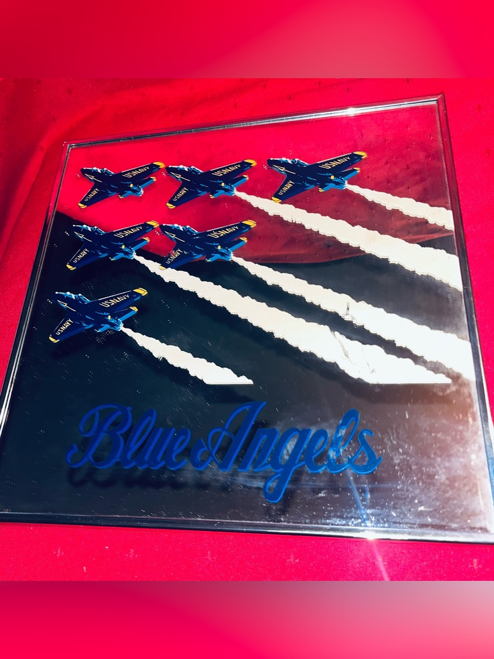 Vintage Blue Angels Mirrored Wall Art - Blue